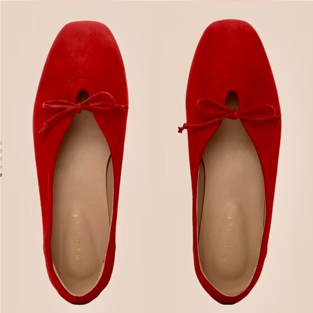 Maguire Shoes Prato Ballerina Flat in Cherry Suede